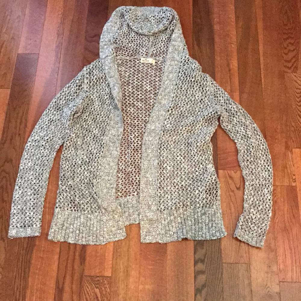 gray speckled cardigan